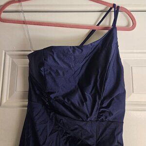 Honey and Rosie - One Shoulder Glitter Knit A-Symmetrical Midi Dress